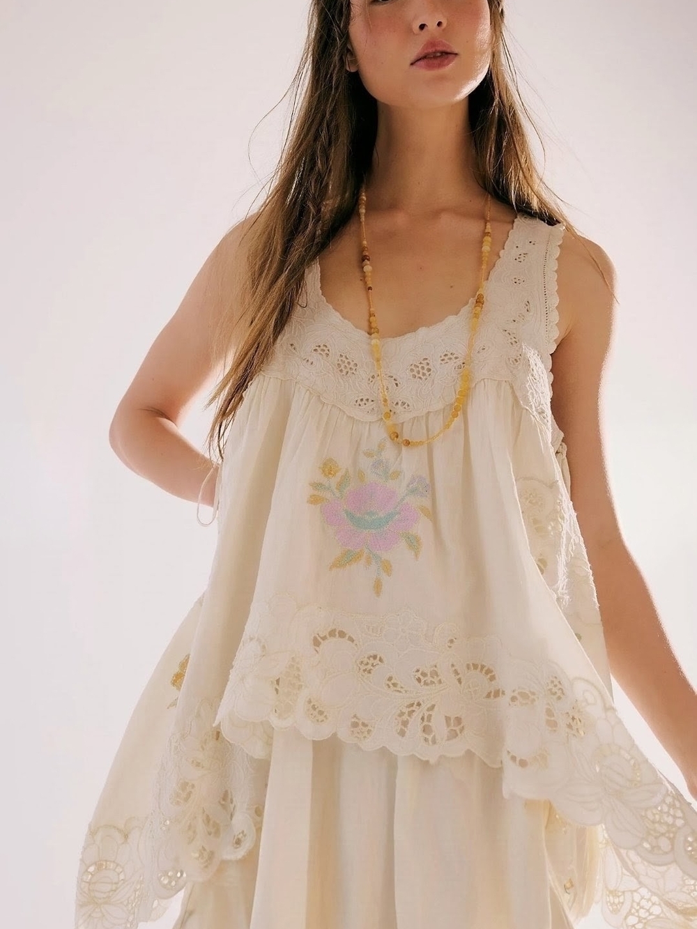 NWT Free People Eye Catcher Bloomsie Intimately Cream Floral Boho Romper XS